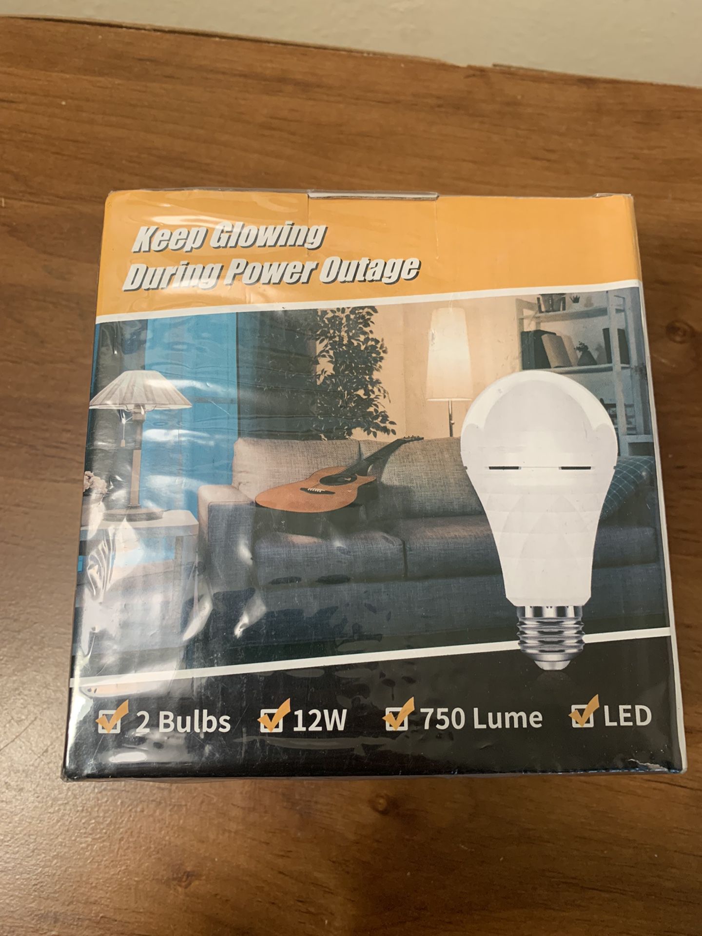 2 Pack A19 Rechargeable Light Bulbs, Emergency Lights for Home Power Failure, Led Bulb 60 Watt Equivalent, 5000K Daylight Light 1200mAh Battery Backup