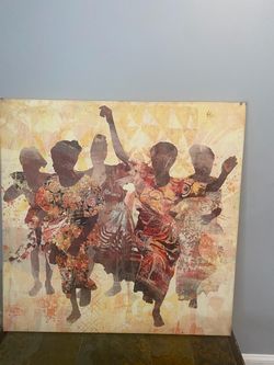 African Print Dancing Figures Canvas Wall Art