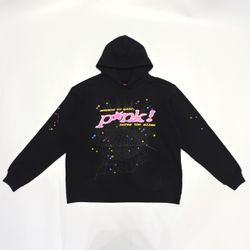 Sp5der Black/Pink Hoodie Authentic