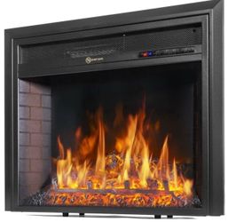 Description Barton Insert Electric Fireplace Flame Stove Adjustable Flame Timer Firebox Logs w/ Remote 95149