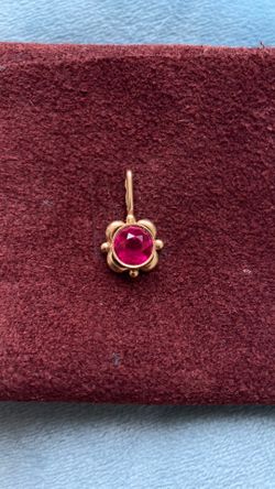 1970s-1980s USSR 14K Gold Pendant/Ruby stone