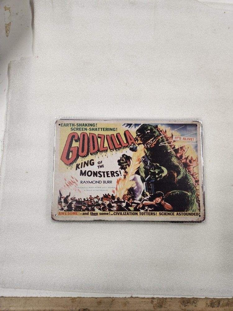 Godzilla Japanese King Of Monsters Metal Sign