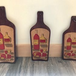 Antique wine & cheese cork serving trays