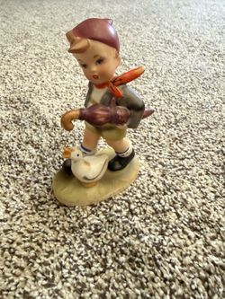 Erich Stauffer Figurine Boy W Duck Holding Umbrella Vintage