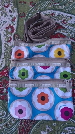 LeSportSac RETRO FLORAL Crossbody Bag 3 Zip Bright Colorful