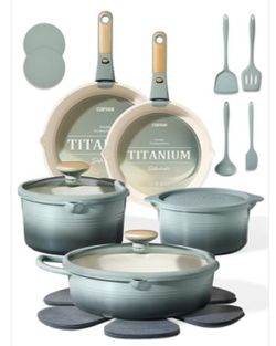 CAROTE 20Pcs Titanium Cookware Set, Pots and Pans Set Non Stick, Kitchen