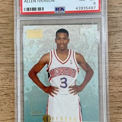 1996-97 SkyBox Premium ALLEN IVERSON Rookie RC #85 PSA 8 HOF Philadelphia 76ers