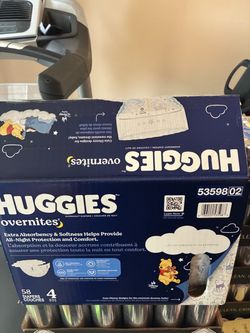Never used ,Huggies Overnites Size 4 Diapers 50 Count
