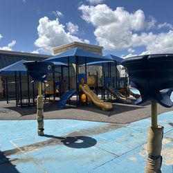 Play ground and basketball hoops