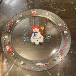 Beautiful Vintage Arcoroc France Glass Holiday Platter