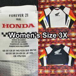 Forever 21 Women’s Plus Size 3X Honda Racing Cropped Jersey Top