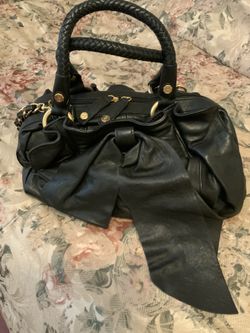 Bill Blass Black Bow Leather Handbag