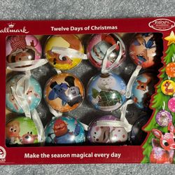 Vintage Hallmark Rudolph the Red Nosed Reindeer - Twelve Days of Christmas Ornament Set. New in box.