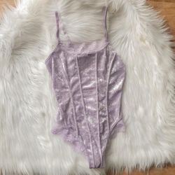 Light purple velvet bodysuit, brand new with tag
