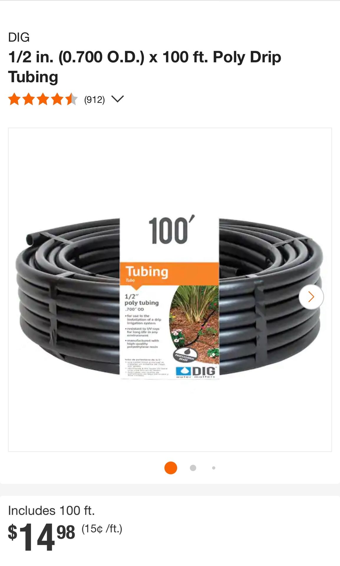 1/2” (0.700 O.D.) x 600’ Poly Drip Tubing