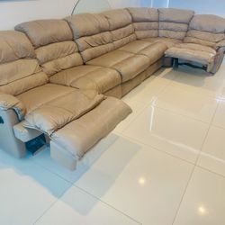 Sectional Leather Couch w Queen Bed.