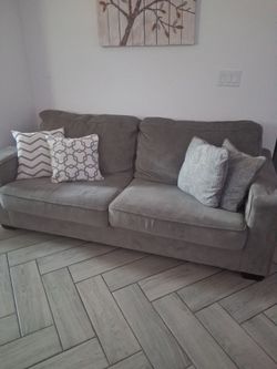Gray Microfiber 3-Seat Sofa