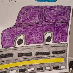 Paper art drawing of a jeep