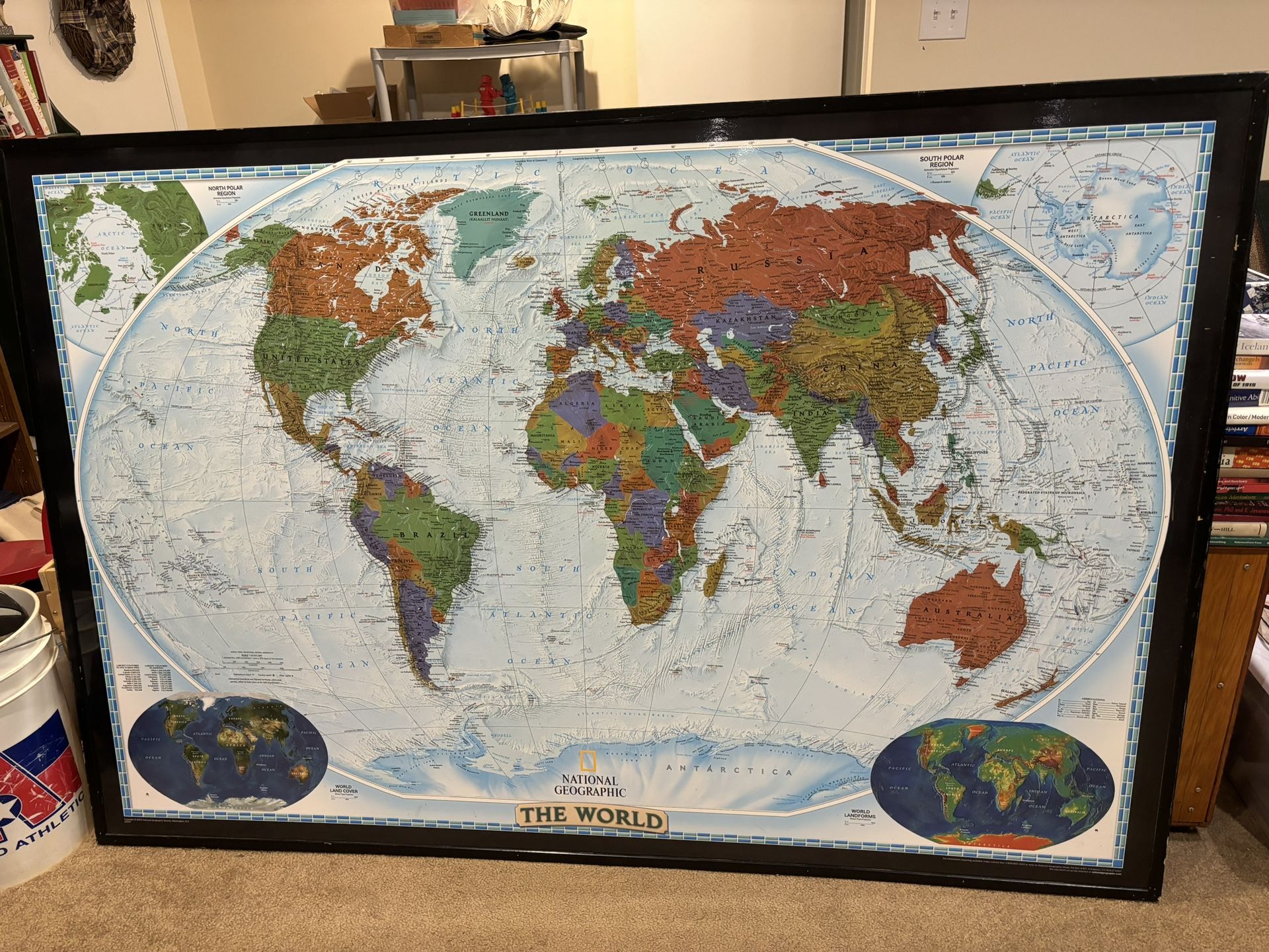 HUGE Framed World Map National Geographic