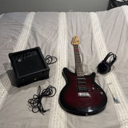 Electric Guitar- Rogue, AMP, Cables And Head Set