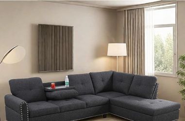 Dark gray sectional couch