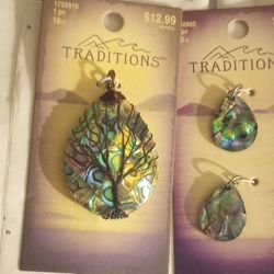 Tree Of Life Abalone Look Necklace Pendants