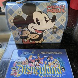 Disney Lunch Box & Pressed Coin Collection