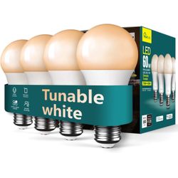 TREATLIFE Smart Light Bulb 4 Pack, 2500K-6500K Tunable White Dimmable LED Light Bulb