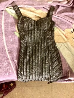 Silver Metallic Mini Bodycon Dress