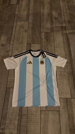 adidas Argentina Soccer Jersey White Light Blue Mens Size Large