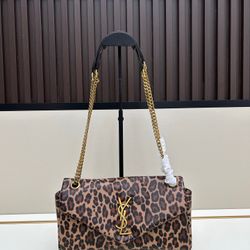 Leopard print chain shoulder bag YSL