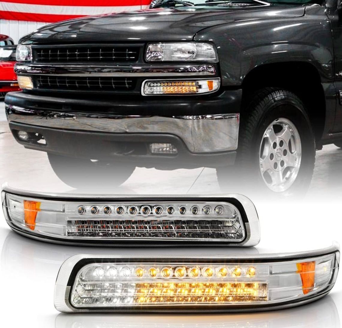 99-02 Silverado / 00-06 Tahoe / Suburban 2piece Bottom LED Headlights 