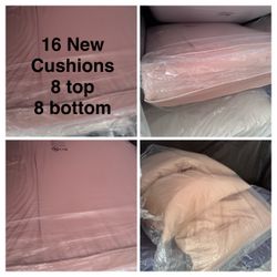 NEW SET OF BEIGE OUTDOOR REPLACEMENT CUSHIONS