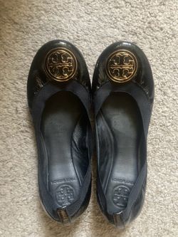 Tory Burch Caroline black patent leather ballet flats