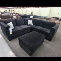 Black Sectional Sofa With Ottoman 
