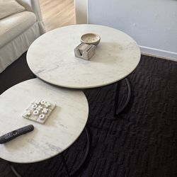 Pottery Barn Delaney Round Marble Coffee Tables