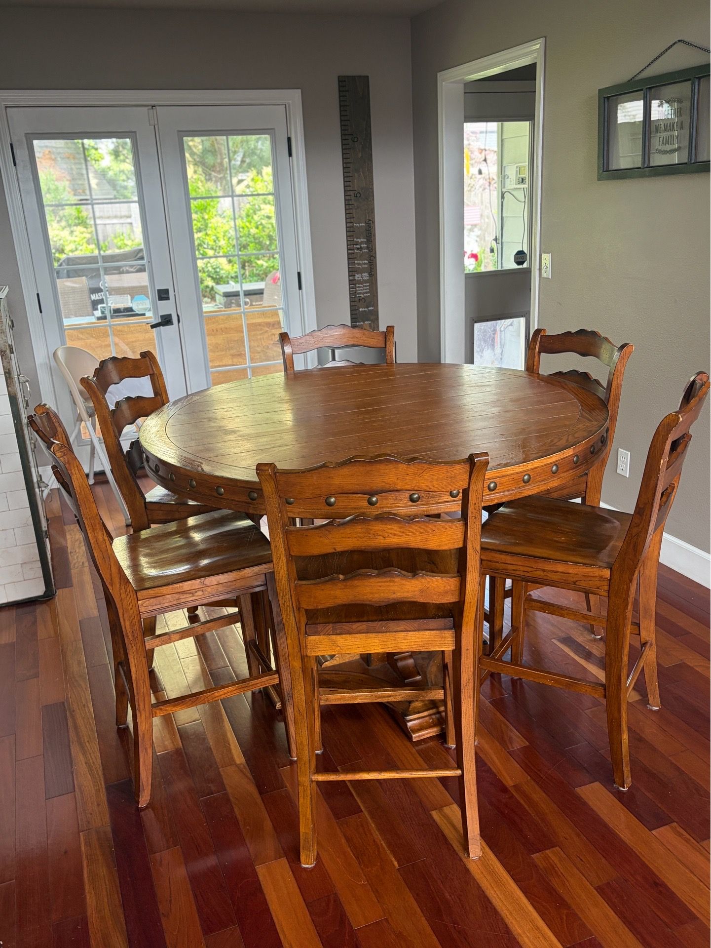 Solid Wood 54” Round Dining Table + 6 Chairs