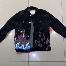 original fables “holy hell” black denim jacket