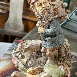 Signed Thomas Clark Pecan Resin Gnome Figurines Blackie and Anaheim