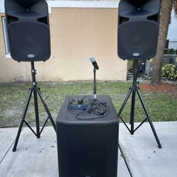 Dj sound system 2 Samsung 15inch 1 Jbl subwoofer 18inch 1 Samsung 88x Mic 3 power plug firm on price