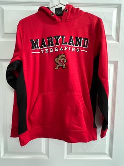 Colosseum Men's Maryland Terrapins Red and Black Hoodie - Size Small - VGUC