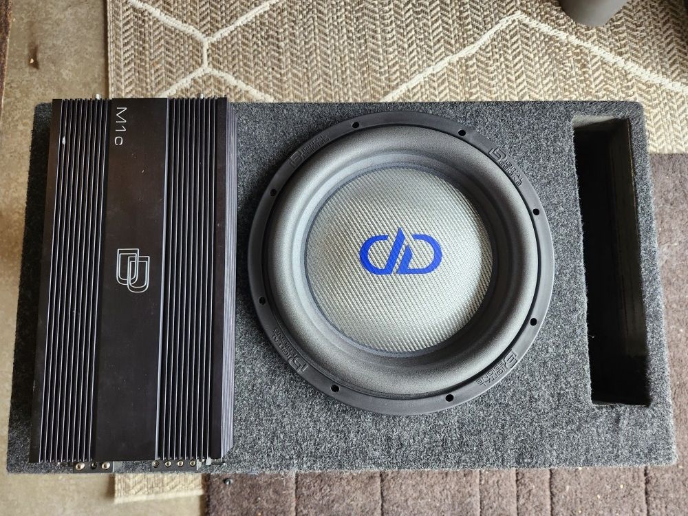 Digital Design DD3512 - 12" Subwoofer, M1c 1200w Amplifier and custom enclosure - car audio