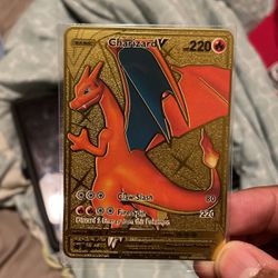 RARE Charizard Gold Metal Pokemon Card