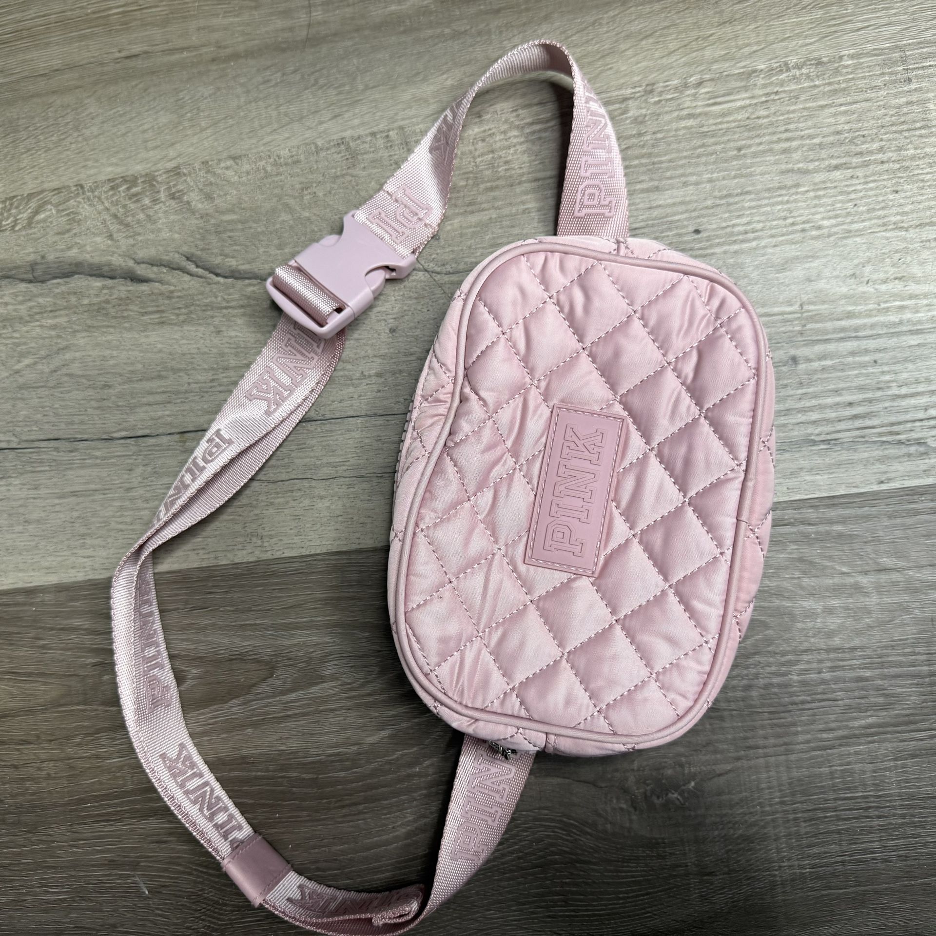 Victorias Secret PINK Quilted Belt Waist Bag Fanny Pack Pink VS 7”x5”x2” Purse