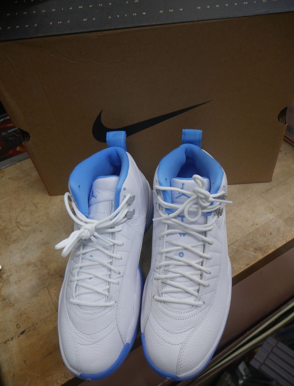 Mens Size 8.5 - Nike Air Jordan 12 Retro Melo UNC White Blue (CT8013-112) NEW!
