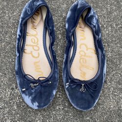 SAM EDELMAN FELICIA LADIES CLOUD BLUE LEATHER SOCK BALLET FLATS SIZE 6.5 M