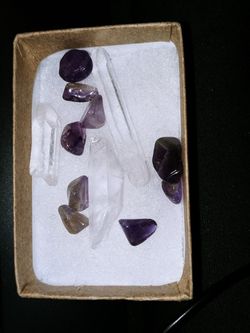 Healing Crystals. Natural Amethyst And Quartz