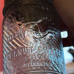 Old antique peanut butter jar