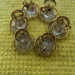 6 Gold China Cup Sets