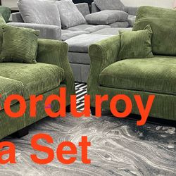 Exquisite Corduroy Sage Sofa Set (Finance and Delivery)